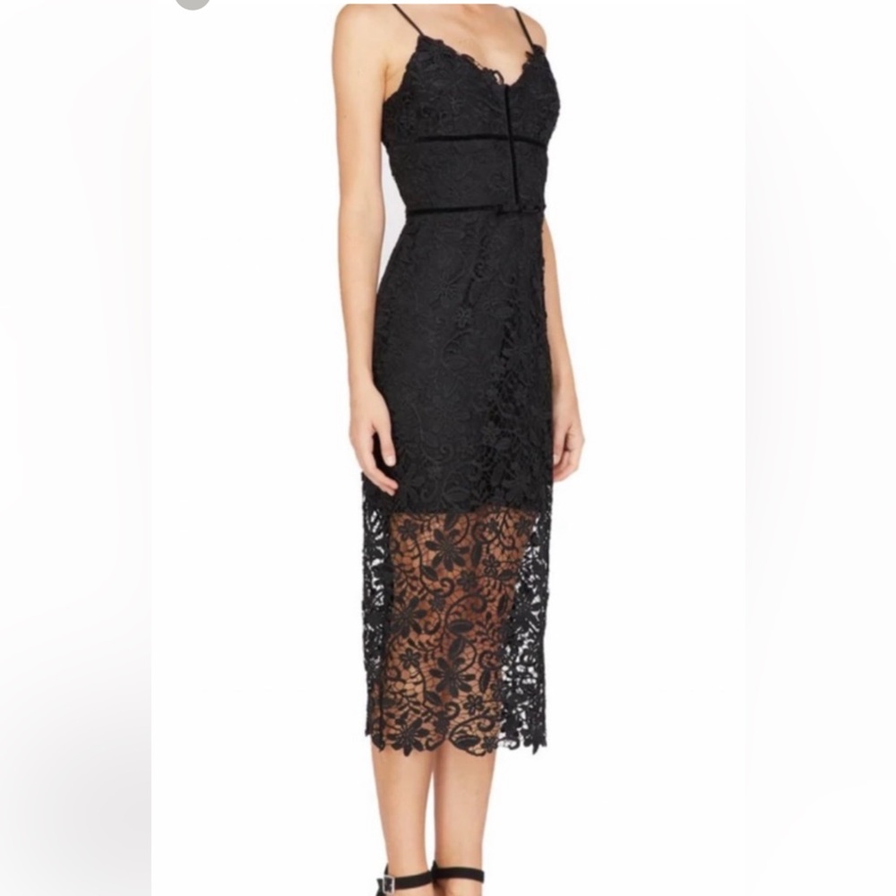 Adelyn Rae Black lace midi dress